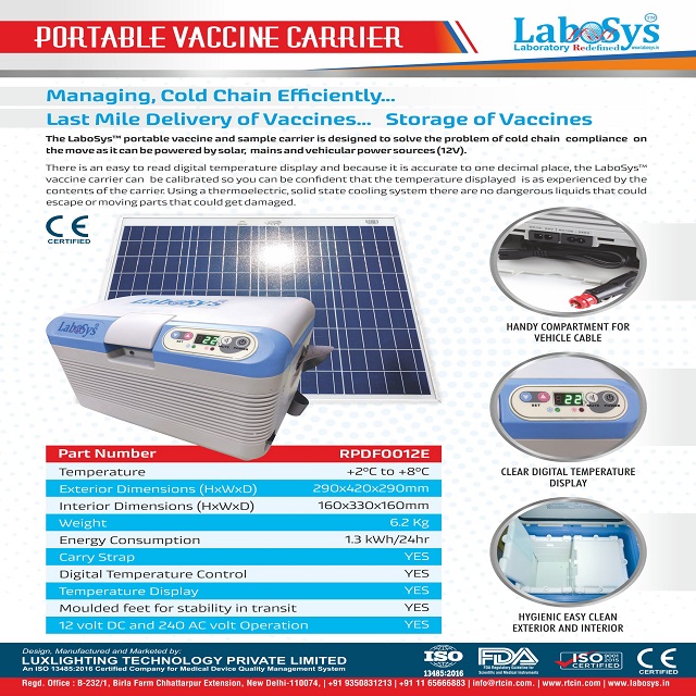 Solarised vaccine carrier box